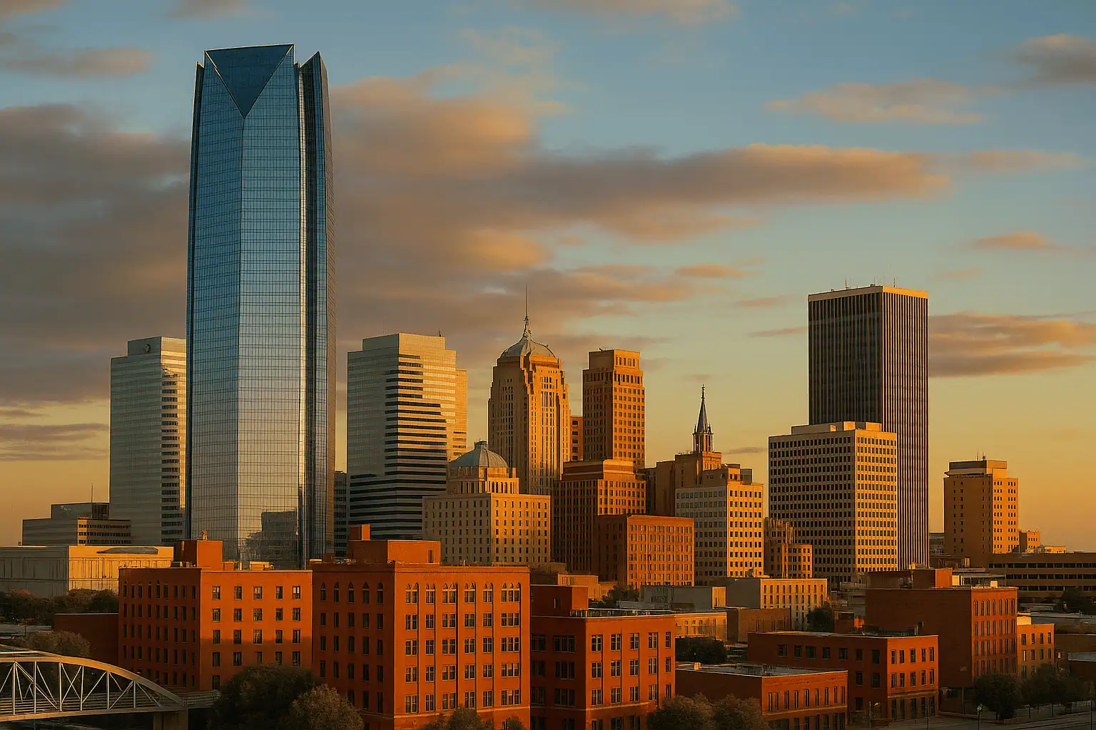 Oklahoma City skyline at sunset